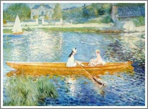 手描き 油絵 複製画 模写 ルノアール(ルノワール)「アニエールのセーヌ河」 F20(72.7×60.6cm)サイズ 額付き 送料無料