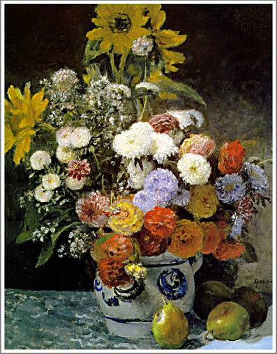 手描き 油絵 模写 複製画 ルノアール(ルノワール)「花瓶の花3」 F15(65.2×53.0cm)サイズ 額付き 送料無料