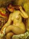手描き 油絵 複製画　ルノアール（ルノワール）「足を組む裸婦と帽子」 額付き 送料無料