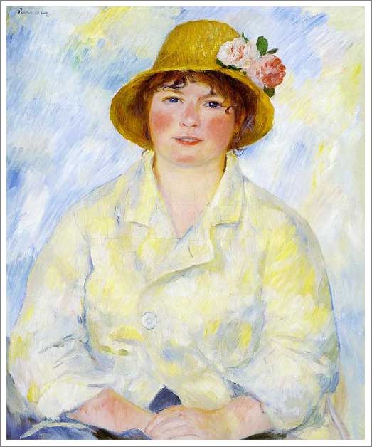 手描き 油絵 模写 複製画 ルノアール(ルノワール)「アリーヌ・シャリゴの肖像」 F12(60.6×50.0cm)サイズ 額付き 送料無料