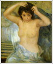 手描き 油絵 複製画　ルノアール（ルノワール）「女の半身像」 額付き 送料無料