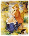 手描き 油絵 複製画 ルノアール（ルノワール）「授乳する母親」 F8(45.5×38.0cm) サイズ 額付き 送料無料