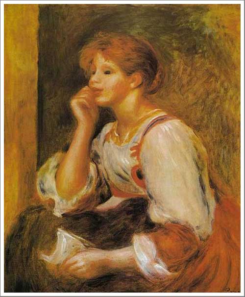 手描き 油絵 複製画 模写 ルノアール(ルノワール)「手紙を持つ女」 F20(72.7×60.6cm)サイズ 額付き 送料無料