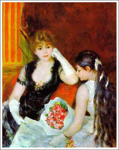 手描き 油絵 模写 複製画 ルノアール(ルノワール)「音楽会にて」 F12(60.6×50.0cm)サイズ 額付き 送料無料