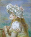 手描き 油絵 複製画　ルノアール（ルノワール）「レースの帽子の少女」 額付き 送料無料