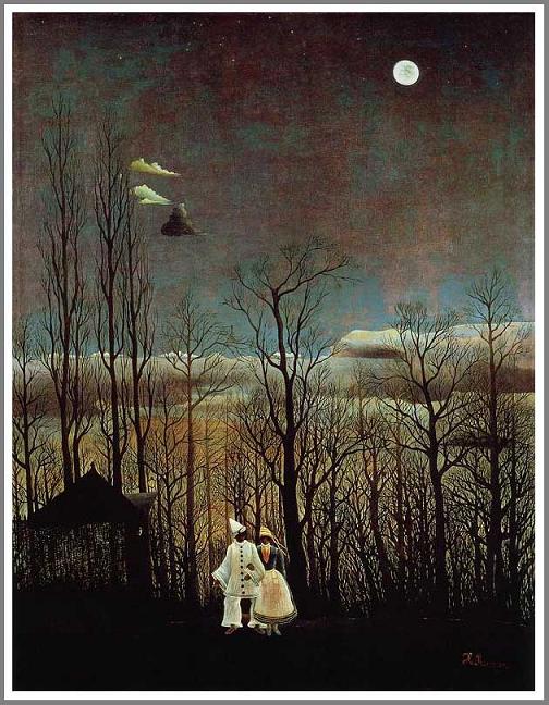 手描き 油絵 複製画 模写 アンリ・ルソー「カーニバルの夕べ」 F20(72.7×60.6cm)サイズ 額付き 送料無料