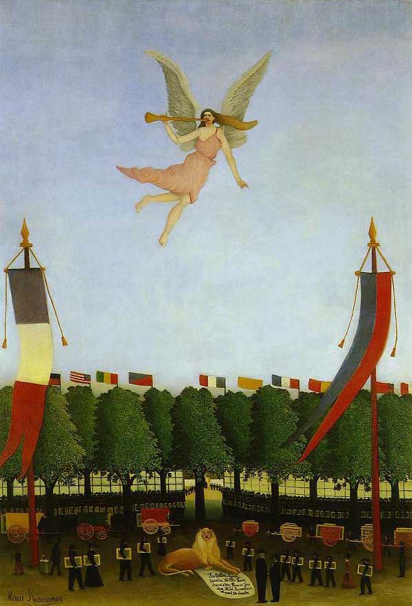 手描き 油絵 複製画 模写 アンリ・ルソー「第22回アンデパンダン展に参加するよう芸術家達を導く自由の女神」 F20(72.7×60.6cm)サイズ 額付き 送...