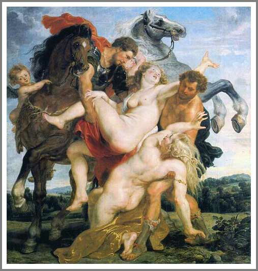 手描き 油絵 模写 複製画 ピーテル・パウル・ルーベンス「レウキッポスの娘たちの略奪」 F15(65.2×53.0cm)サイズ プレゼント ギフト 贈り物 名画...