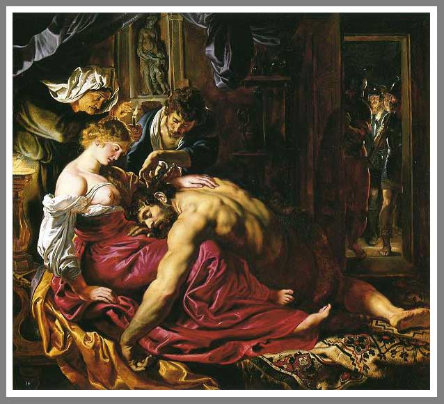 手描き 油絵 模写 複製画 ピーテル・パウル・ルーベンス「サムソンとデリラ」 F15(65.2×53.0cm)サイズ プレゼント ギフト 贈り物 名画 オーダー...