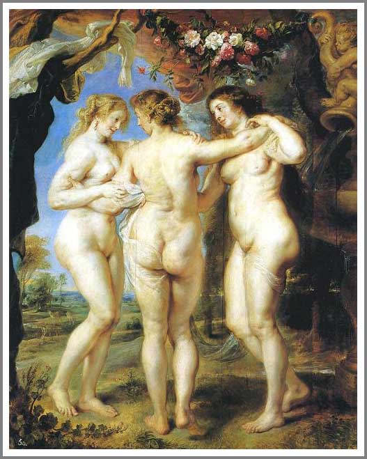 手描き 油絵 模写 複製画 ピーテル・パウル・ルーベンス「三美神」 F15(65.2×53.0cm)サイズ プレゼント ギフト 贈り物 名画 オーダーメイド 額...