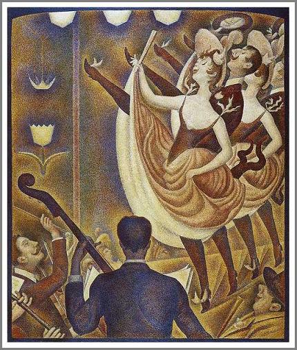 手描き 油絵 複製画 模写 ジョルジュ・スーラ「シャユ踊り」 F20(72.7×60.6cm)サイズ 額付き 送料無料