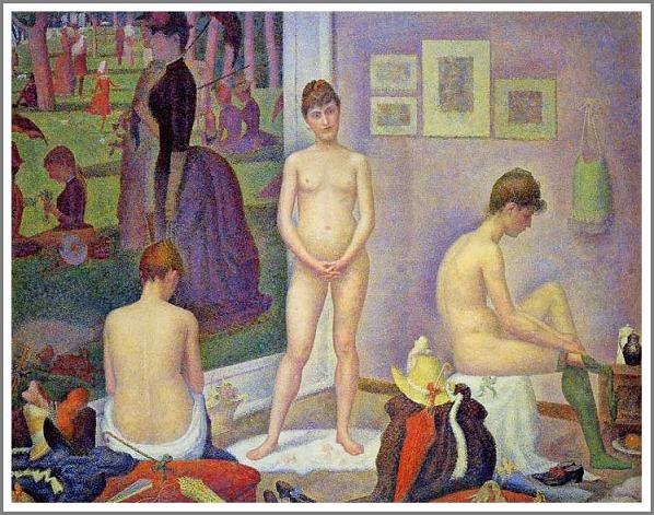 手描き 油絵 模写 複製画 ジョルジュ・スーラ「ポーズをとる女たち」 F15(65.2×53.0cm)サイズ プレゼント ギフト 贈り物 名画 オーダーメイド ...