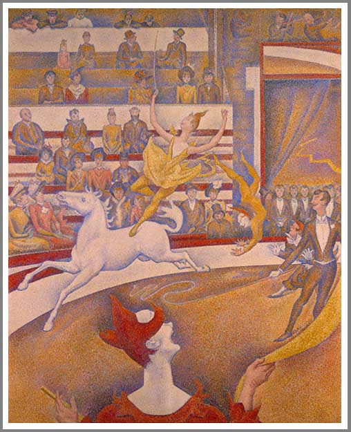 手描き 油絵 複製画 模写 ジョルジュ・スーラ「サーカス」 F20(72.7×60.6cm)サイズ 額付き 送料無料