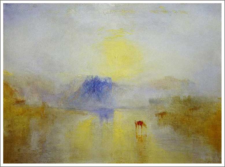 手描き 油絵 複製画 ウィリアム・ターナー「ノラム城、日の出」 F6(41.0×31.8cm)サイズ 額付き 送料無料