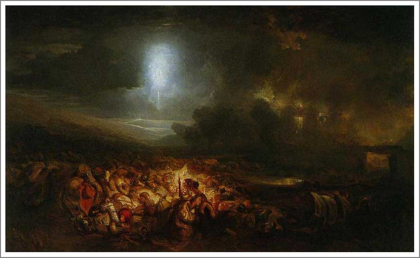 手描き 油絵 複製画 模写 ウィリアム・ターナー「ワーテルローの戦場」 F20(72.7×60.6cm)サイズ 額付き 送料無料