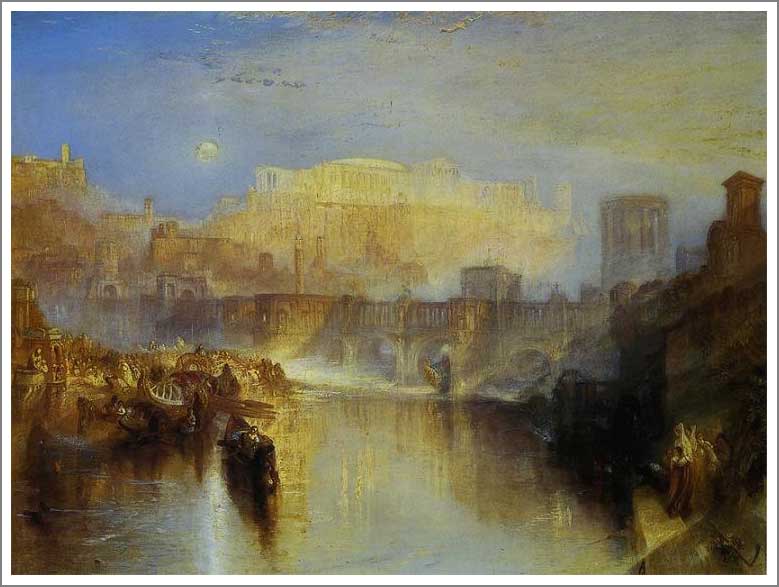 手描き 油絵 複製画 模写 ウィリアム・ターナー「ゲルマニクスの遺骨をもって上陸するアグリッピナ」 F20(72.7×60.6cm)サイズ 額付き 送料無料