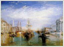 手描き 油絵 複製画　ウィリアム・ターナー「大運河、ヴェネチア」 額付き 送料無料
