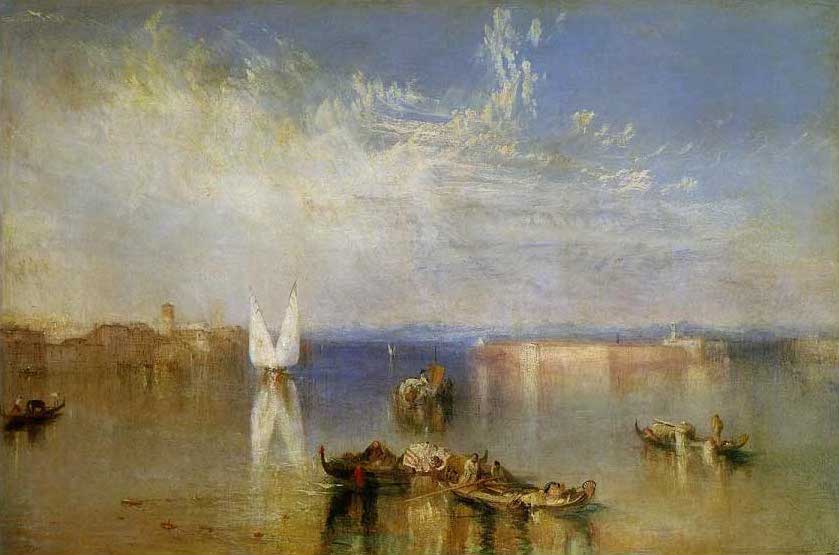 手描き 油絵 複製画 模写 ウィリアム・ターナー「ヴェネチアのカンポ・サント」 F20(72.7×60.6cm)サイズ 額付き 送料無料