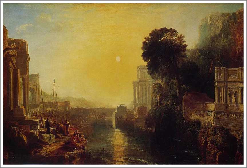 手描き 油絵 複製画 模写 ウィリアム・ターナー「カルタゴを建設するディド」 F20(72.7×60.6cm)サイズ 額付き 送料無料