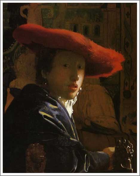 手描き 油絵 模写 複製画 ヨハネス・フェルメール「赤い帽子の女」 F15(65.2×53.0cm)サイズ プレゼント ギフト 贈り物 名画 オーダーメイド 額...