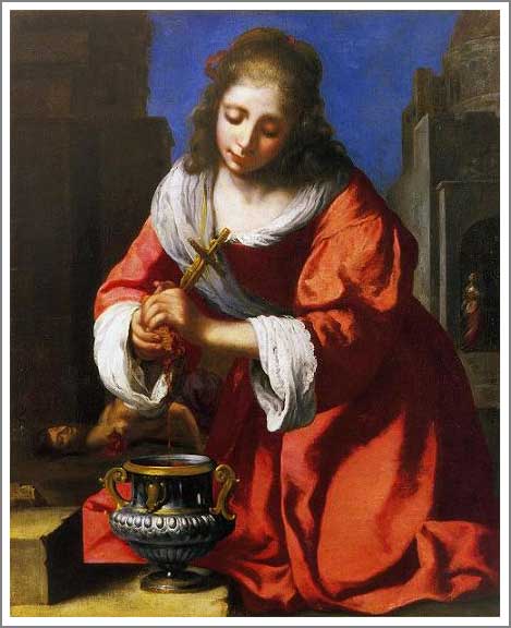 手描き 油絵 複製画 模写 ヨハネス・フェルメール「聖プラクセディス」 F20(72.7×60.6cm)サイズ 額付き 送料無料