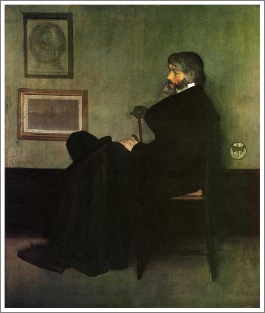 手描き 油絵 模写 複製画 マクニール・ホイッスラー「灰色と黒のアレンジメント 第2番 トマス・カーライルの肖像」 F15(65.2×53.0cm)サイズ プレ...