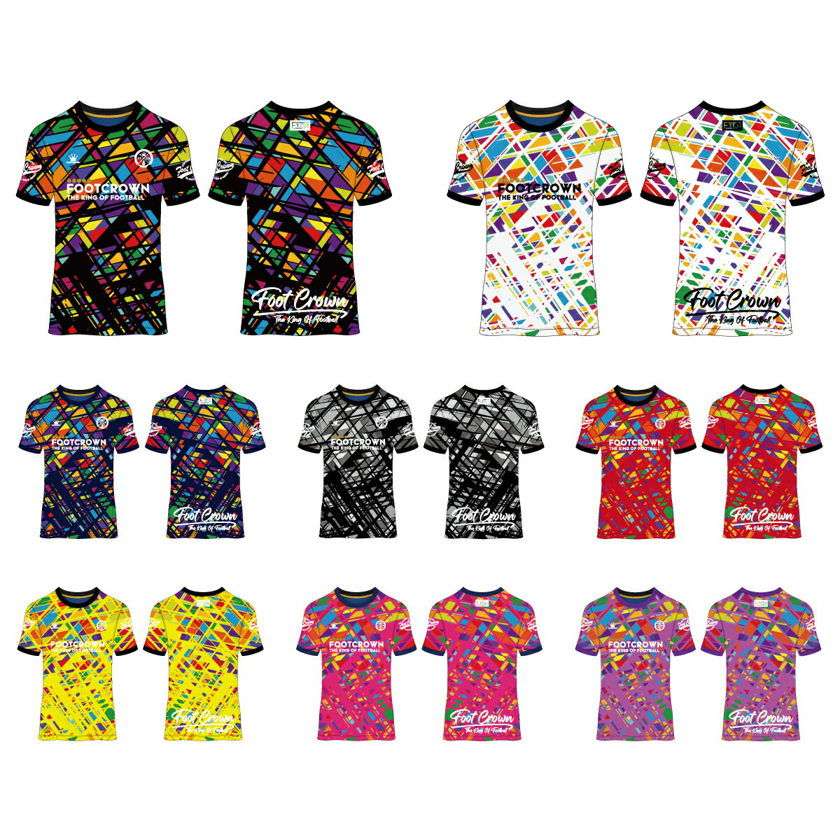 フットクラウン プラシャツ シャツのみ カラフルミラージュデザイン サッカー フットサル ウェア 半袖 ..