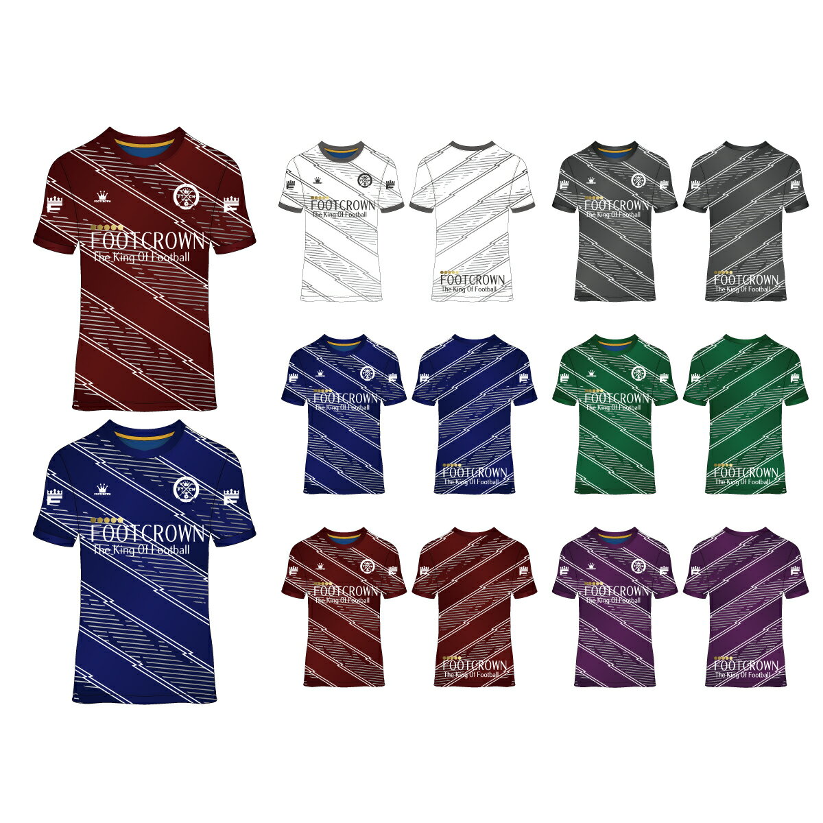 フットクラウン プラシャツ シャツのみ ダブルゼータデザイン サッカー フットサル ウェア 半袖 長袖 ジュニア メンズ 大きいサイズ