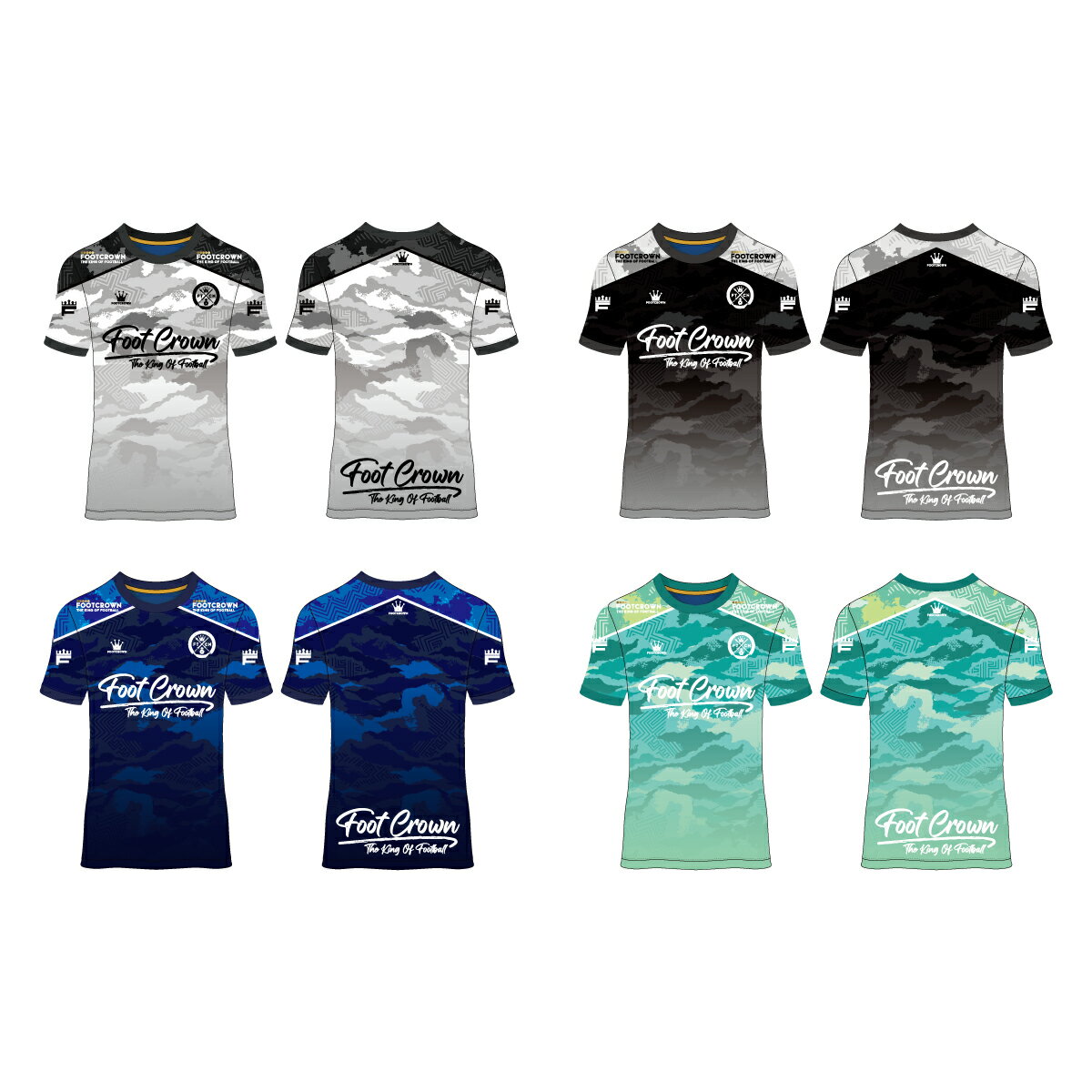 フットクラウン プラシャツ シャツのみ カモフラスイッチデザイン サッカー フットサル ウェア 半袖 長..