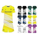 フットクラウン プラシャツ 上下セット バイカラーエッジデザイン サッカー フットサル ウェア 半袖 長袖 ジュニア メンズ 大きいサイズ