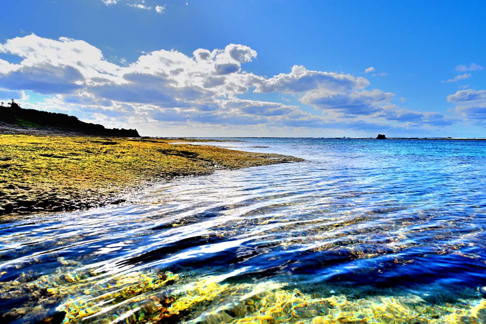 【沖永良部島】 隆起サンゴ礁の島で、四季を通じて暖かく、熱帯・亜熱帯の花が咲いています。 東洋一の鍾乳洞・昇竜洞のほかに200～300もの大鍾乳洞群があることから、「花と鍾乳洞の島」ともいわれています。 断崖絶壁の豪快な地形が魅力の島ですが、実は大小110ものビーチが点在しています。 【ビーチロック】 海浜堆積物が固まってできた板状の石灰質の砂礫岩で、鹿児島県の指定天然記念物になっています。 干潮時には、沖のリーフまでの間がプールのようになります。 地元のサーファーにはよく知られているサーフポイントです。 ◆丈夫な光沢用紙にプリントしていますので、きめ細かく発色がきれいです。 ◆サイズ A1 ：84.1×59.4cm　　　A2： 59.4×42.0cm◆風景写真ポスター 沖永良部島 ビーチロック 05◆ ◆風水では絵画より、写真を飾る方が効果が高いと言われます。 ◆絵画と異なりリーズナブルな料金で飾ることができ、その景色を臨場感たっぷりに味わっていただくことができます。 【飾り方と用途】 オフィスのアクセント、リビングや玄関のインテリアに、お部屋の雰囲気作りに、また旅の思い出に飾ってください。 おしゃれなインテリアアートとして、お祝いやプレゼントにもお薦めです。新築や引っ越しのお祝い、入学や卒業のお祝い、成人式やご結婚のお祝い、お誕生日のプレゼント、クリスマスプレゼントなど、各種ギフト用品として幅広くお使いください。 きっと喜んでいただけることでしょう。 パソコンのモニターの色と、実際の商品の色が多少異なることがあります。