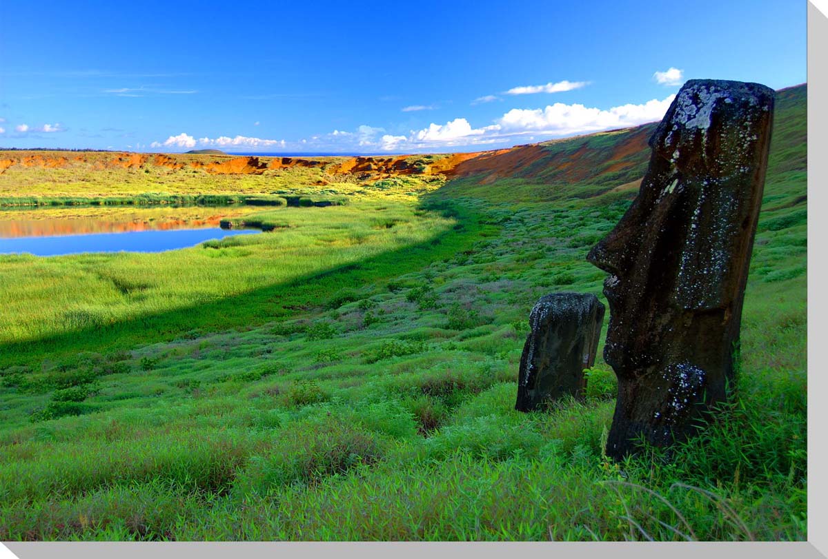 風景写真パネル 世界遺産 イースター島 ラノ・ララク 火口湖のモアイ 雄大 島 自然 アートパネル インテリア ディスプレイ ウォールデコ パネル 写真 壁掛け...