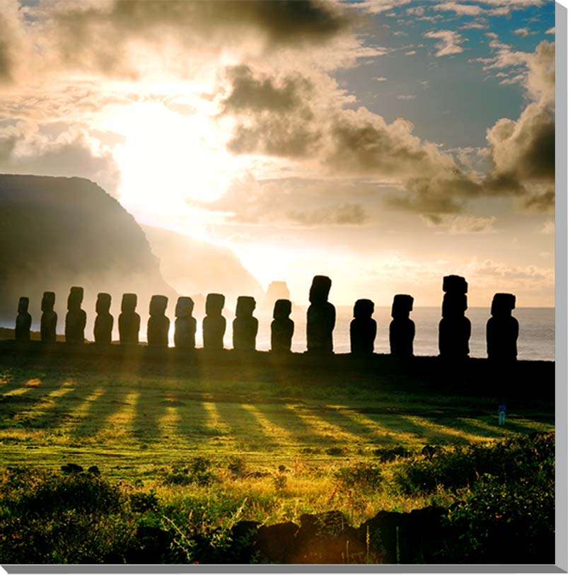 風景写真パネル 世界遺産 イースター島 アフ・トンガリキ 朝焼けをバックにしたモアイ インテリア アートパネル パネル 写真 グラフィック 額要らず 模様替え ...