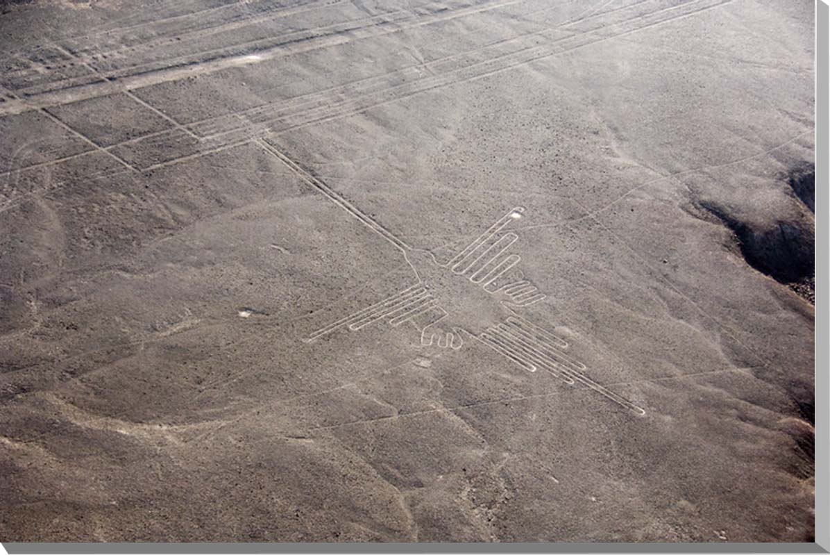 風景写真ポスター 世界遺産 南米 ペルー 果てしなく広がる乾燥地帯に描かれた謎のナスカの地上絵 「ハチドリ 2」 pst-NSK-35
