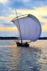 ポストカード 茨城 霞ケ浦 夕焼けと帆引き船 PST-148 風景写真 ハガキ 葉書 夏 暑中見舞い 残暑見舞い 礼状 挨拶状 グリーティングカード