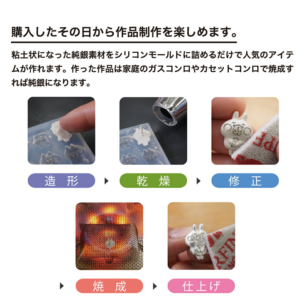 カナヘイの小動物 銀の粘土で作る チャーミングなチャームキット / 純銀粘土 シル...