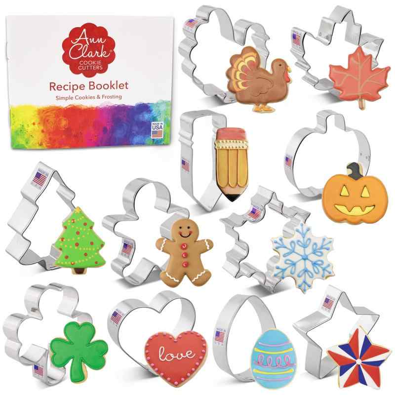 Ann Clark Cookie Cutters 全季節 クッキー型11個セット(カボチャ、七面鳥、星、シャムロック、イース..