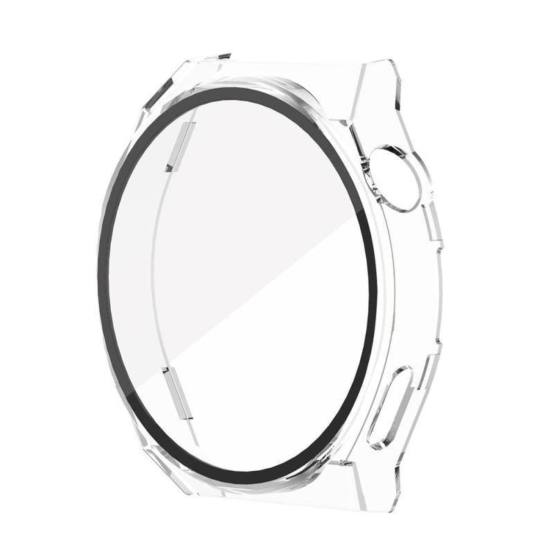 スマートウォッチ保護ケース・HUAWEI WATCH GT3 Pro ケース 46mm カバー ガラスフィルム付き 全面保護 液晶保護ケース ファーウェイウォッチ GT3 プロ 単色/クリア フィルム一体 ハードケース