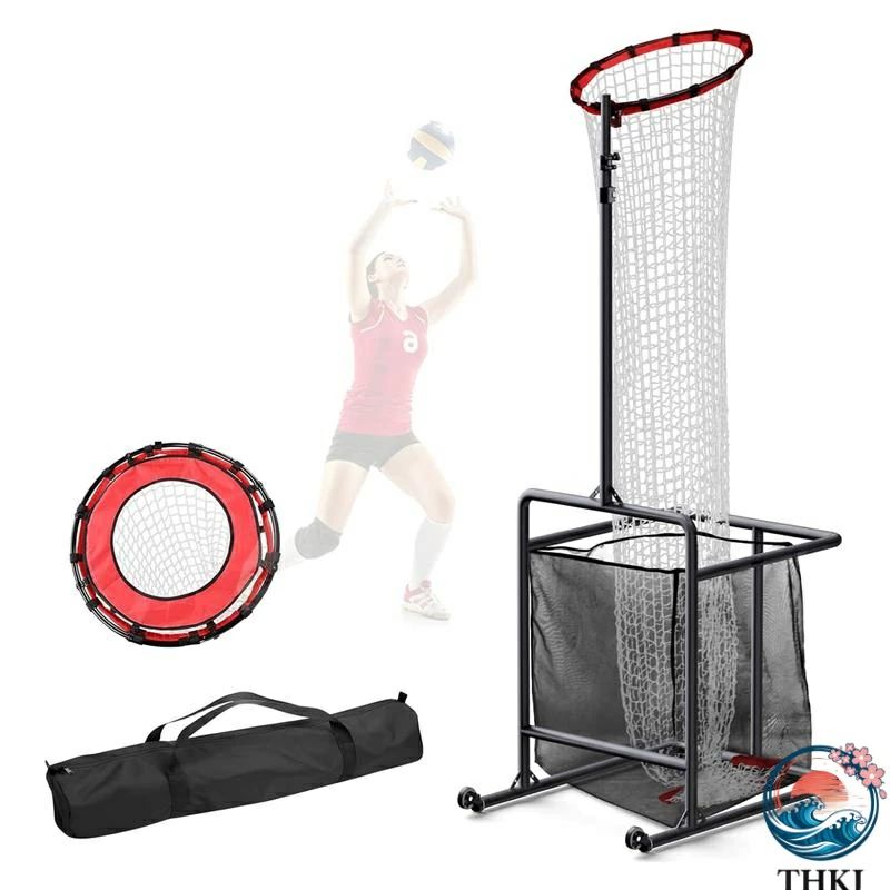 Volleyball Net - バレーボール 練習 ネット 屋外 屋内 ポータブル ビーチバレー 練習器具 セッター用 高さ210〜330cm5段階の高さ調整 6段階の角度調整 キャスター付き バレーボール練習用 スパイクサービング用 丈夫な足付きベース付き