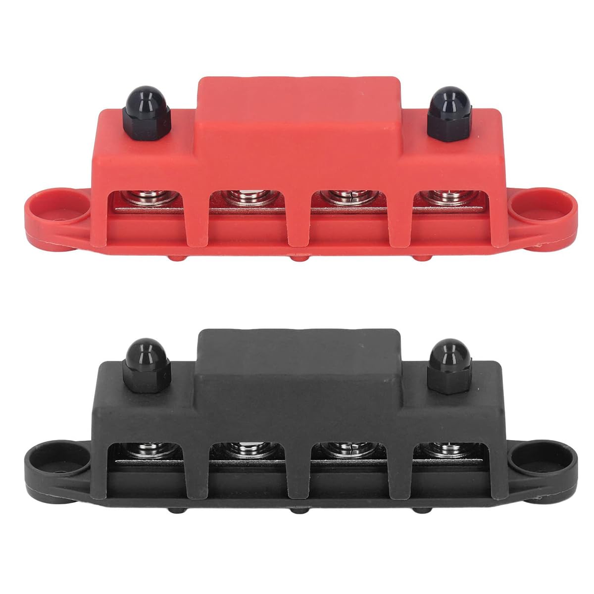 配電ブロックバスバー 真鍮製 自動車用ボート用 M8 端子簡単取り付け 4 個スタッド配電ブロック 2