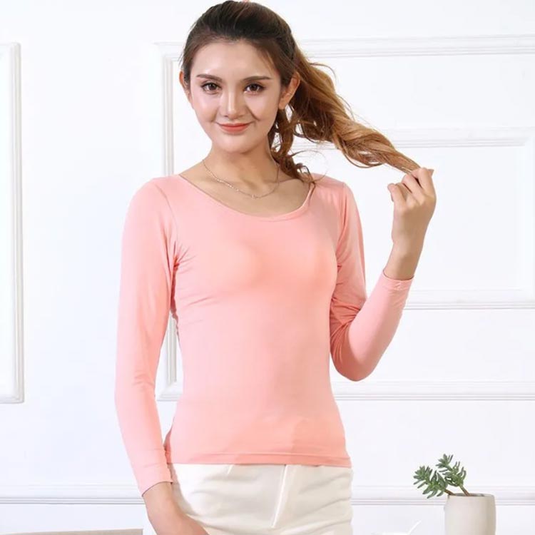 カップ付きインナートップス 長袖 カップ付き インナー ブラトップ Tシャツ パット...