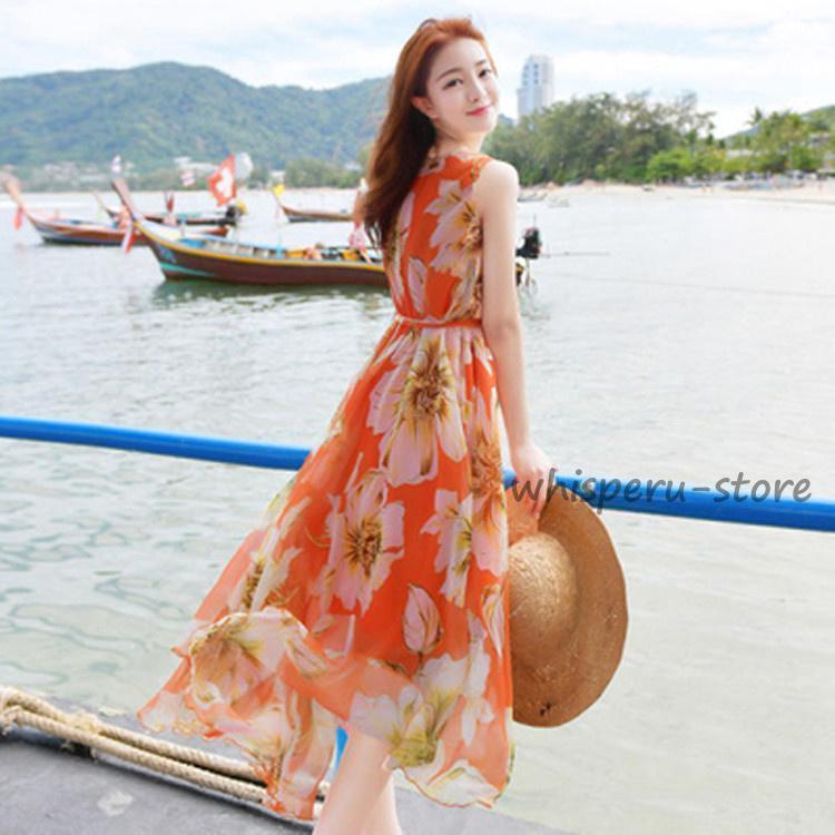 夜礼服 - リゾートワンピース　旅行　夏　サマードレス　リゾート　レディースドレス　ビーチドレス　スカート　海辺　　　着痩せ　20代30代40代