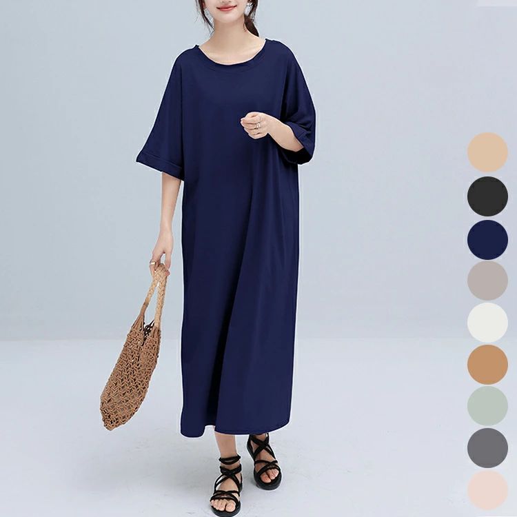 Rakuten - ワンピース マキシ丈ワンピース 半袖 無地 Tシャツワンピース ワンピース ロング マキシ A ライン ワンピ レディース マキシワンピ UV 夏 ルームウェア マタニティ マキシワンピ 送料無料