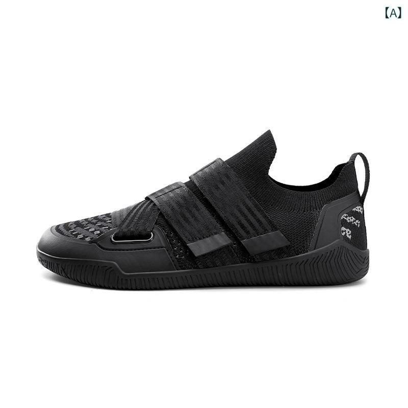 Shoes - トレーニングシューズ 男女兼用 ジム フィットネス ウェイトリフティング デッドリフト スクワット 室内ワークアウト 素足感覚 通気性 滑り止めグリップ 安定感 ローカット メッシュ素材