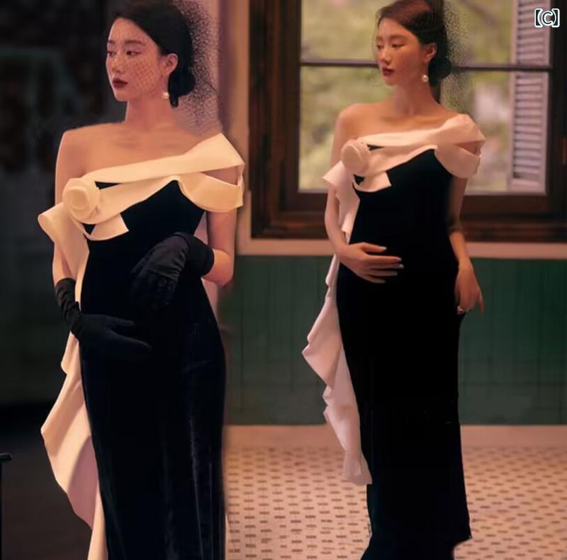 マタニティ フォト 衣装 妊婦 ファッション 服 写真 撮影 アート 小道具 レトロ フ...