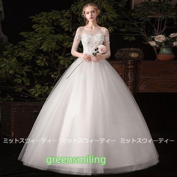 ウェディングドレス 花嫁 二次会 ウエディングドレス 結婚式 ロングドレス プリンセスライン チュール 挙式 披露宴 ブライダル ホワイ..