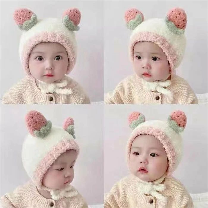 Hat - ベビー 帽子 冬 女の子 男の子 耳 ニット帽 キッズ 耳付き ぼうし 子供 赤ちゃん ボンボン おしゃれ 可愛い 寒さ対策 暖かい 子ども 出産お祝い 誕生日 プレゼント ギフト 保育園 スキー お出かけ 3ヶ月〜6歳 45〜50cm