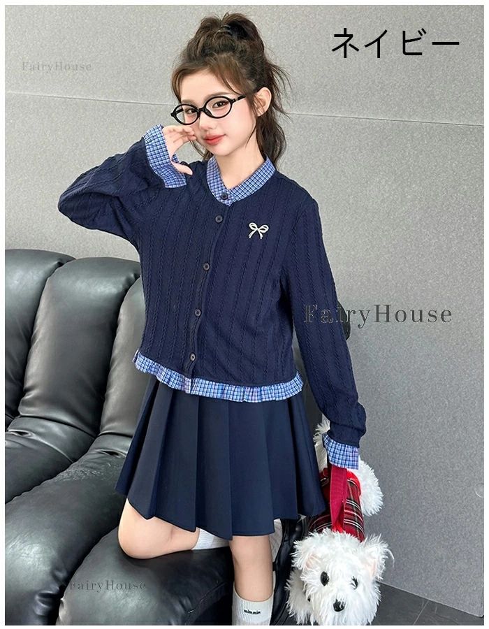 子供服 女の子 セットアップ 春秋 新品 セーター+スカート 2点セット キッズ 上下...