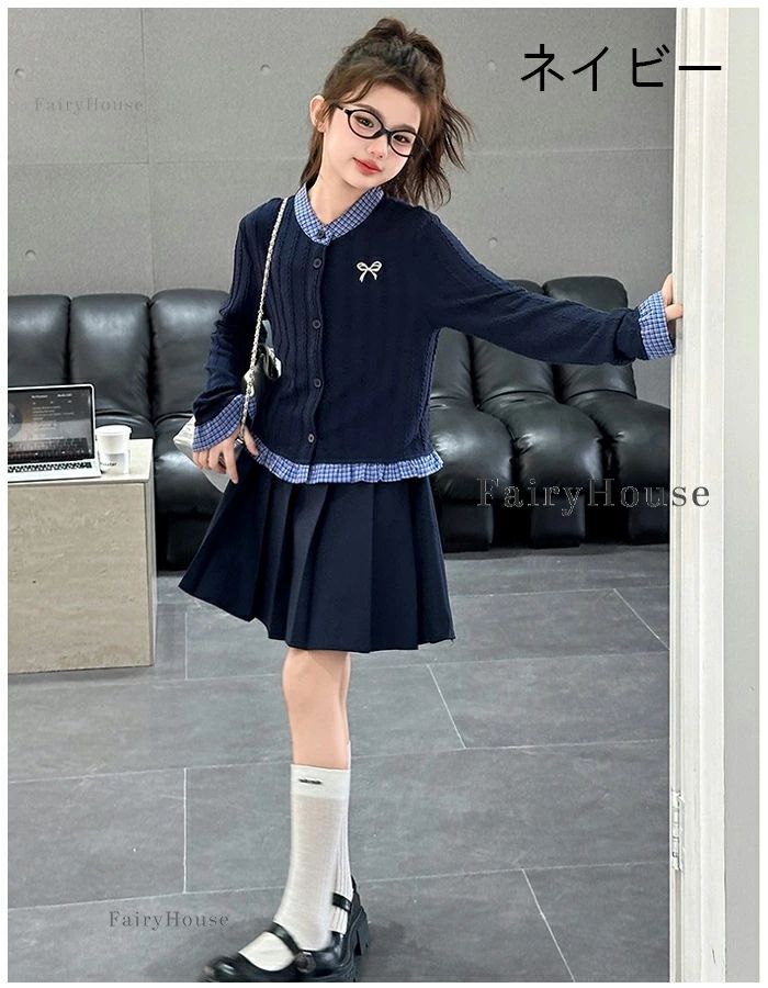 子供服 女の子 セットアップ 春秋 新品 セーター+スカート 2点セット キッズ 上下...