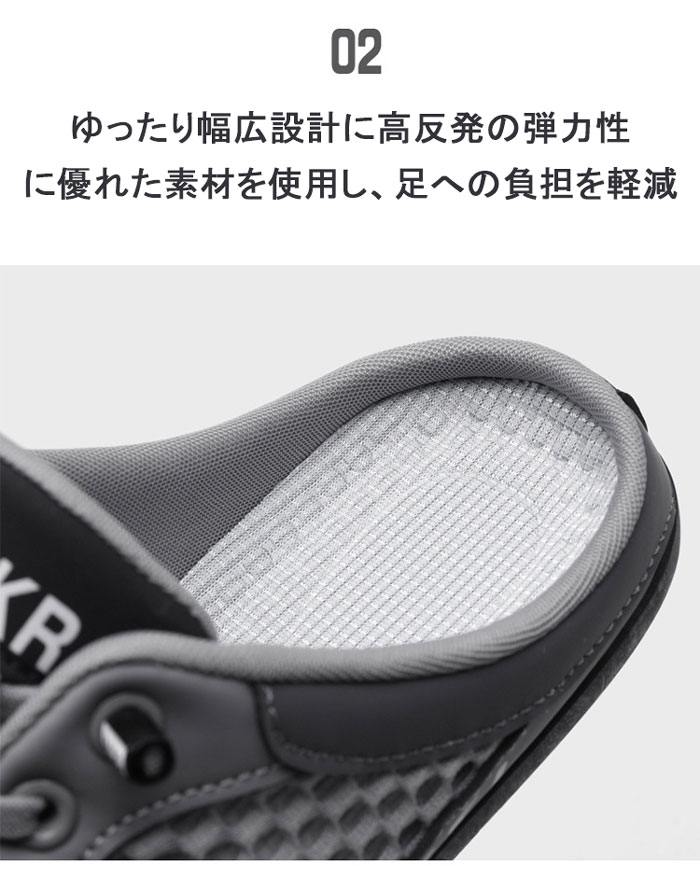 スニーカー かかとなし メンズ ミュールスニーカー スリッポン 軽量 通気 着脱簡単 スニーカー スリッパ 歩きやすい 耐摩耗性 カジュアル サンダル ローカット 柔らかい かかとなしスニーカー おしゃれ かわいい 履き心地 脱ぎ履きしやすい - 3